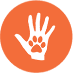 orange circle with a hand inside physical therapists icon